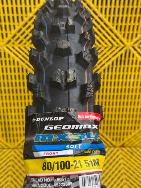 Dunlop Geomax MX34 Front Tyre 80/100-21